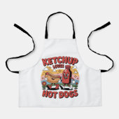 ケチャップおもしろいとホットドッグ漫画レトロフードアート エプロン (正面)