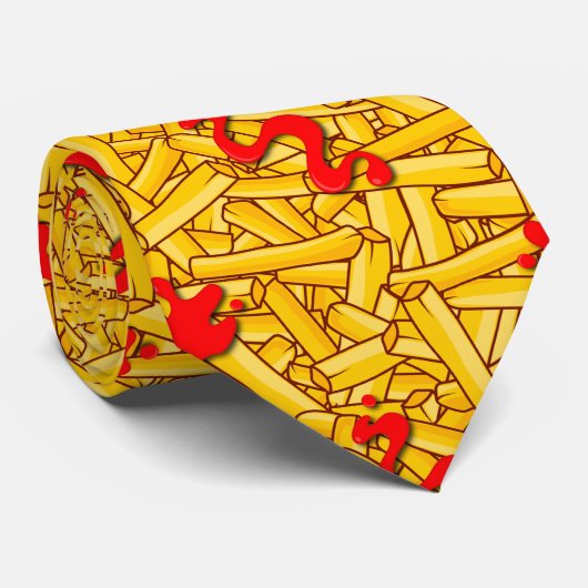 ケチャップおもしろいオンフライパターン(の模様が)あるズ ネクタイ (ロール)