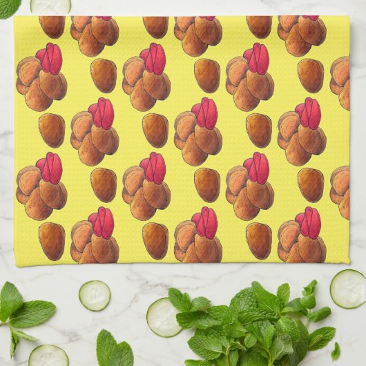 ケチャップジャンクフード付きチキンナゲットグルメ キッチンタオル (折り畳み)