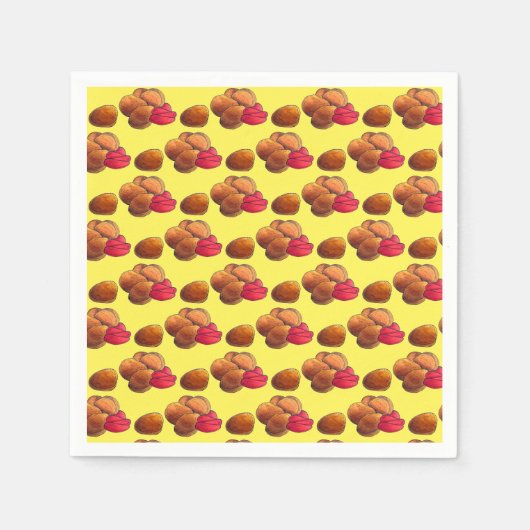 ケチャップジャンクフード付きチキンナゲットグルメ スタンダードカクテルナプキン (正面)