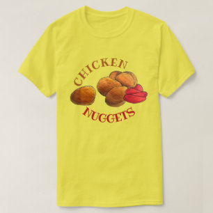 ケチャップジャンクフード付きチキンナゲットグルメ Tシャツ