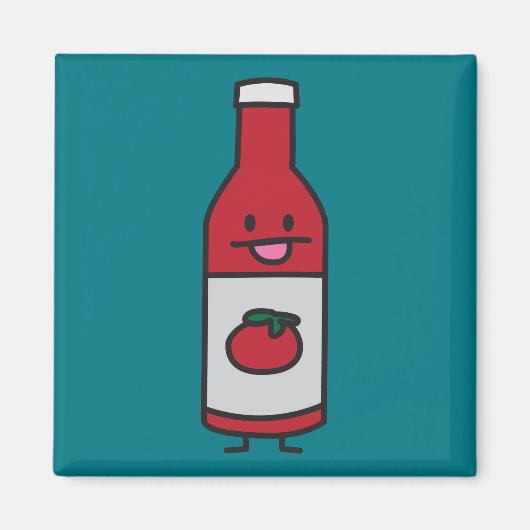 ケチャップボトルのトマトソースのテーブルの香辛料の空想 マグネット (正面)