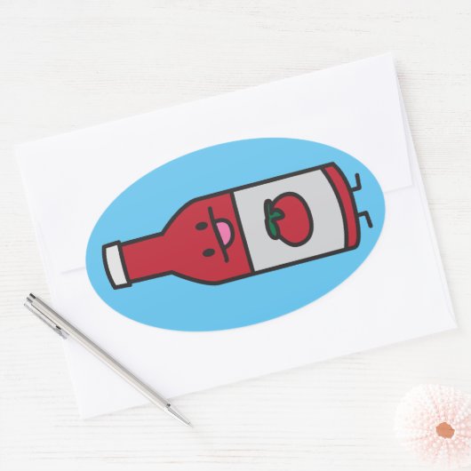 ケチャップボトルトマトソーステーブルファンシー調味料 楕円形シール (封筒)