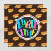 ケチャップ&マスタードホットドッグパターン,ブラウン 招待状 (正面/裏面)