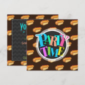 ケチャップ & マスタード ホットドッグ パターン ブラウン 招待状 (正面/裏面)