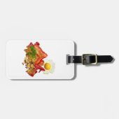 ケチャッユーモアのあるプがベーコンのためにしゃがむ ラゲッジタグ (正面横)