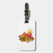 ケチャッユーモアのあるプがベーコンのためにしゃがむ ラゲッジタグ (正面縦)