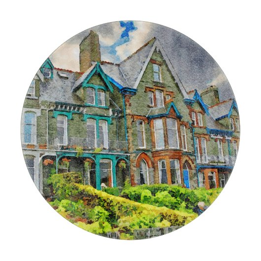 ケッビクトリアンウィッ絵を描クの水色の家 カッティングボード (正面)