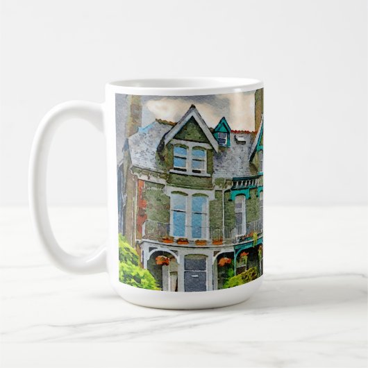 ケッビクトリアンウィッ絵を描クの水色の家 コーヒーマグカップ (左)