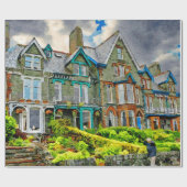 ケッビクトリアンウィッ絵を描クの水色の家 ラッピングペーパー (フラット)