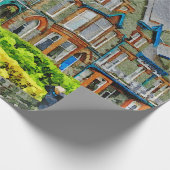 ケッビクトリアンウィッ絵を描クの水色の家 ラッピングペーパー (角)