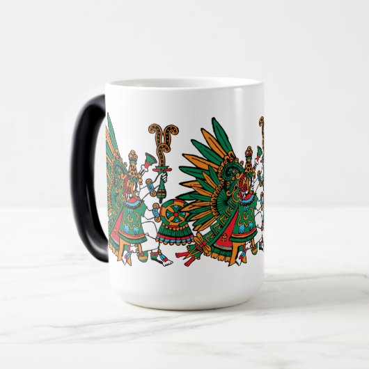 ケツァルコアトル – 羽毛の付いたヘビの神の朝 モーフィングマグカップ (正面左)
