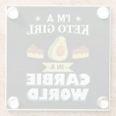 ケトおもしろいガールキュートケトダイエットアボカド ガラスコースター (裏面)