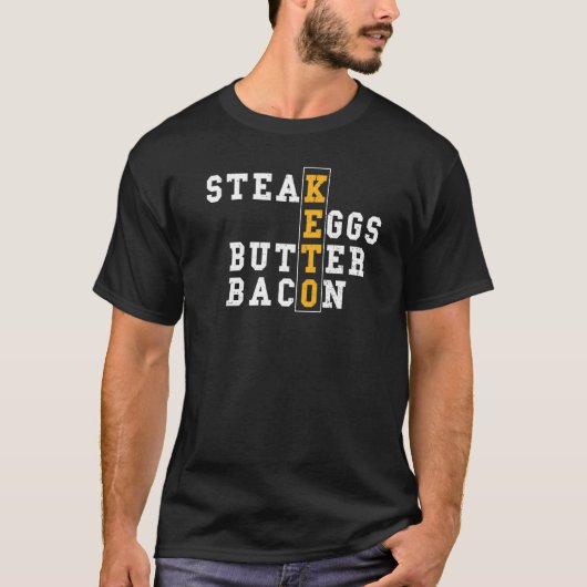 ケトステーキエッグバターベーコン – エッグ Tシャツ (正面)