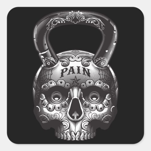 ケトルベルスカル – ジムトレーニング やる気を起こさせる スクエアシール (正面)