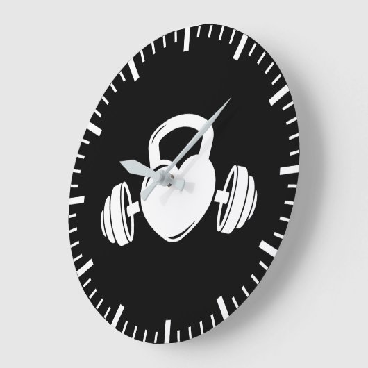 ケトルベルバーベルラブジムトレーニング やる気を起こさせる ラージ壁時計 (傾斜)