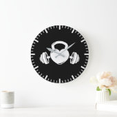 ケトルベルバーベルラブジムトレーニング やる気を起こさせる ラージ壁時計 (ホーム)