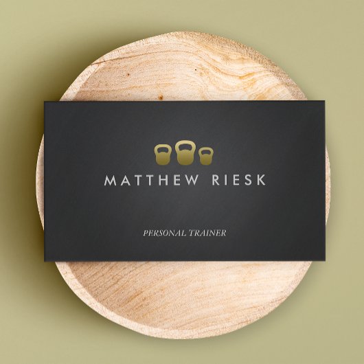 ケトルベルパーソナルトレーナーフィットネスブラック 名刺