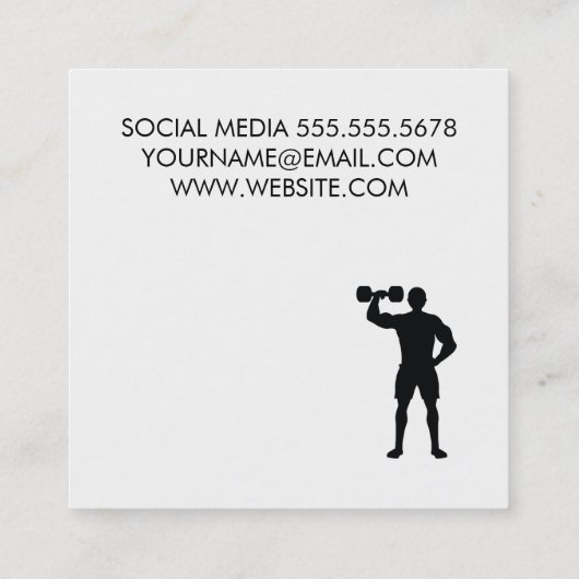 ケトルベルパーソナルトレーナーホワイトレザー スクエア名刺 (裏面)