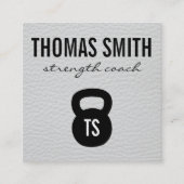 ケトルベルパーソナルトレーナーホワイトレザー スクエア名刺 (正面)