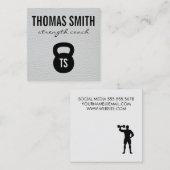 ケトルベルパーソナルトレーナーホワイトレザー スクエア名刺 (正面/裏面)