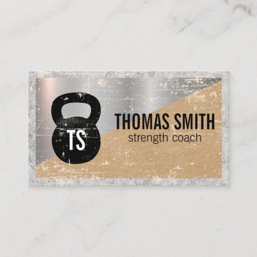 ケトルベルロゴ |金属コンクリート 名刺 (正面)