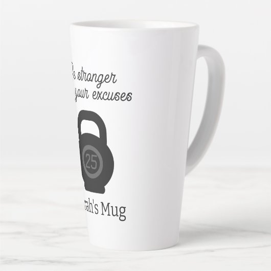 ケトルベル及びやる気を起こさせるフィットネス引用文カスタム カフェラテマグ (右アングル)