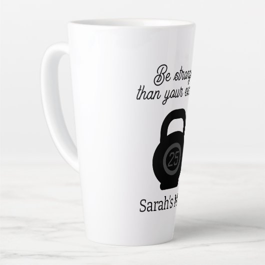 ケトルベル及びやる気を起こさせるフィットネス引用文カスタム カフェラテマグ (左アングル)