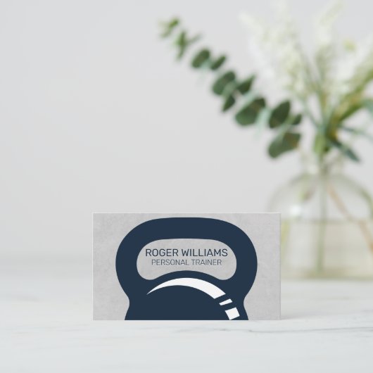 ケトルベル |グレーのテクスチャの背景 名刺 (スタンド正面)