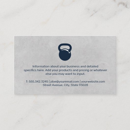 ケトルベル |グレーのテクスチャの背景 名刺 (裏面)