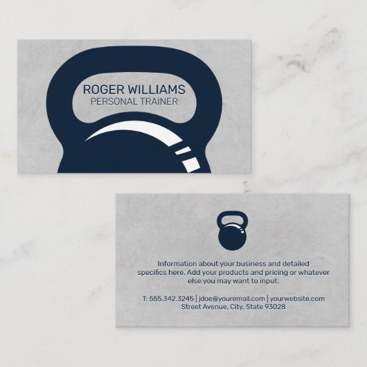 ケトルベル |グレーのテクスチャの背景 名刺 (正面/裏面)