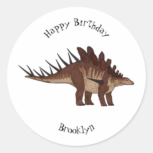 ケトロサウルス漫画イラストレーション ラウンドシール (正面)
