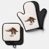 ケトロサウルス漫画イラストレーション 鍋つかみ&鍋敷きセット (正面/裏面)