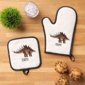 ケトロサウルス漫画イラストレーション 鍋つかみ&鍋敷きセット (トップダウン)