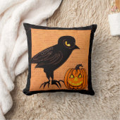 ケドキによるハロウィーンカラスとかぼちゃのネバーモア クッション (ブランケット)
