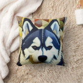 ケドキのハスキー犬パッチワークキルト クッション (ブランケット)