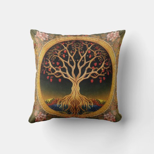 ケドキフローラ刺繍による生活の木 クッション (裏面)