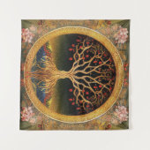 ケドキフローラ刺繍による生活の木 タペストリー (正面(横))