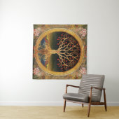 ケドキフローラ刺繍による生活の木 タペストリー (インサイチュ(横))