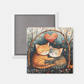ケドルズスナグルズと子猫ラブイラストレーションアート マグネット (正面/裏面)