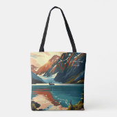 ケナイフィヨルドアラスカヴィンテージ旅行イラストレーション トートバッグ (裏面)