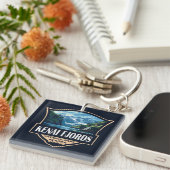 ケナイフィヨルドナショナルパークイラストレーションレトロアート キーホルダー (正面右)