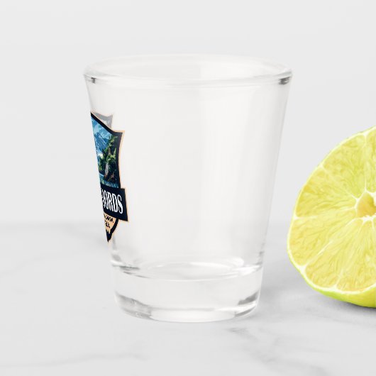 ケナイフィヨルドナショナルパークイラストレーションレトロアート ショットグラス (右)