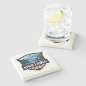 ケナイフィヨルドナショナルパークイラストレーションレトロアート ストーンコースター (横)