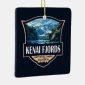 ケナイフィヨルドナショナルパークイラストレーションレトロアート セラミックオーナメント (右)
