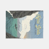 ケナイフィヨルド国立公園イラストレーショントラベルアート フリースブランケット (正面(横))