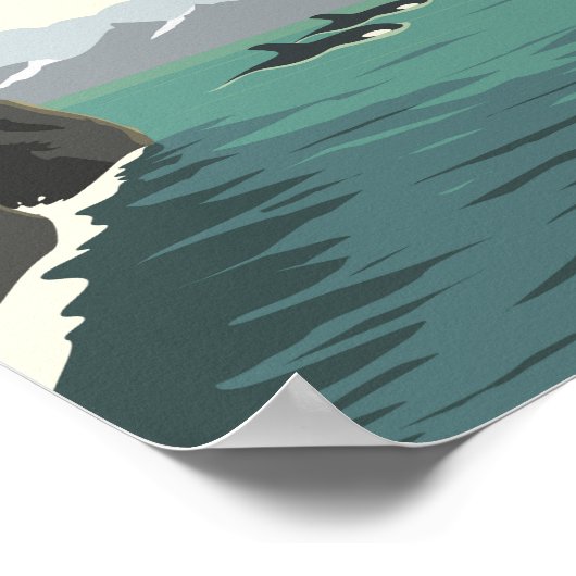 ケナイフィヨルド国立公園イラストレーショントラベルアート ポスター (角)