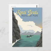 ケナイフィヨルド国立公園イラストレーショントラベルアート ポストカード (正面/裏面)