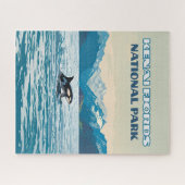 ケナイフィヨルド国立公園オルカアラスカヴィンテージ ジグソーパズル (横)