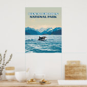 ケナイフィヨルド国立公園オルカアラスカヴィンテージ ポスター (キッチン)